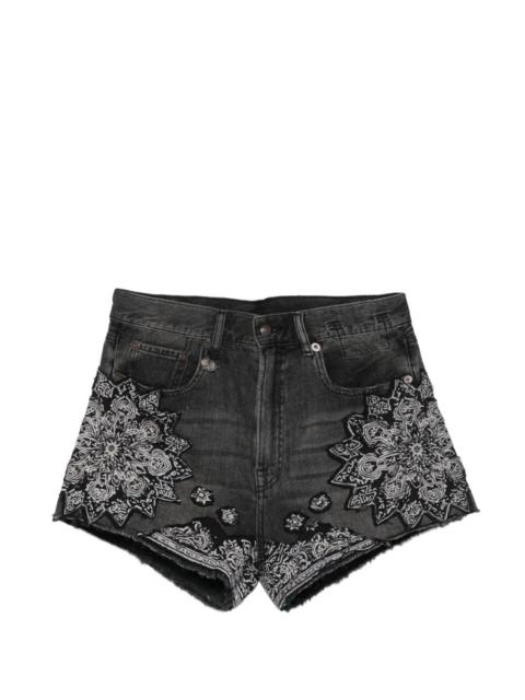 R13 X-BF appliquéd denim shorts