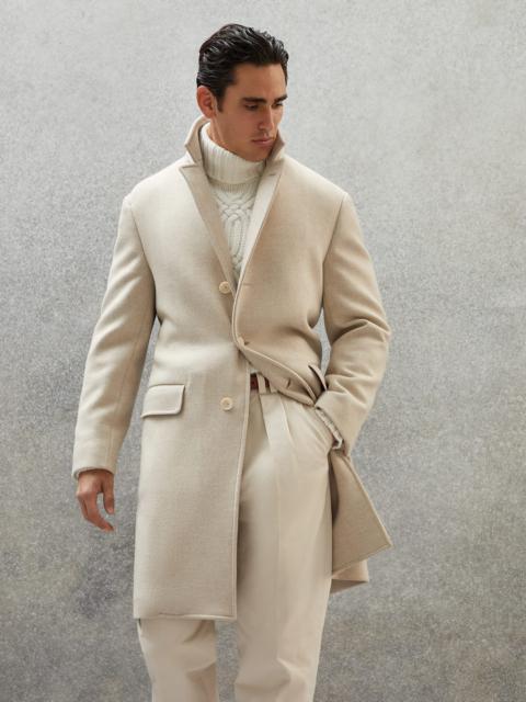 Virgin wool and cashmere double cloth soft fit coat