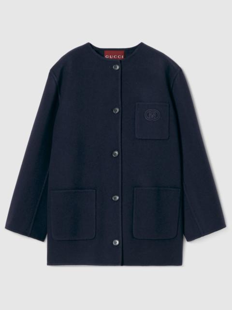 Wool coat with embroidery
