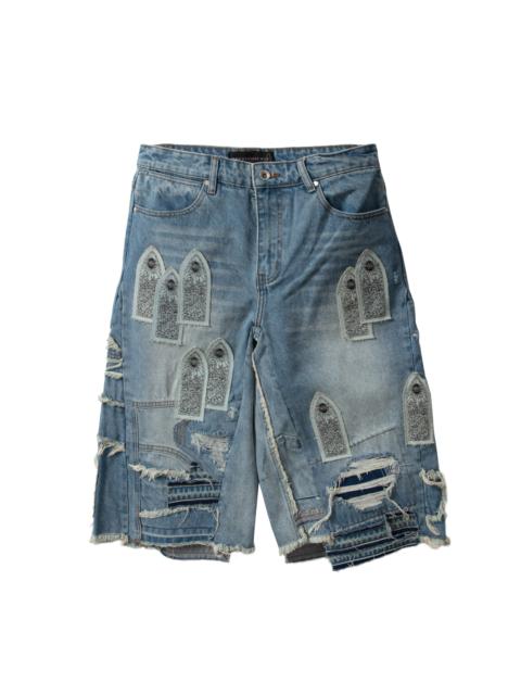 WHO DECIDES WAR PATCHED ARCH BLOWOUT DENIM SHORT