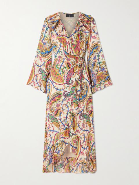 Etro Asymmetric Ruffled Paisley-print Silk Wrap Dress