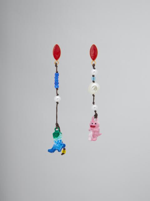 Marni MARNI X NO VACANCY INN - EARRINGS WITH PINK RED AND BLUE PENDANTS