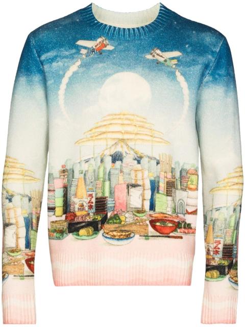 CASABLANCA Café-print crew-neck sweatshirt