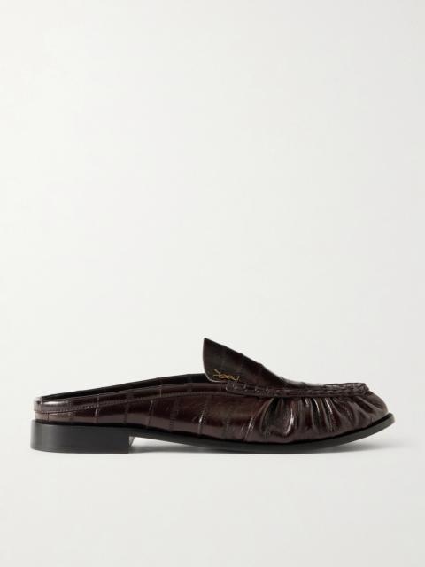 SAINT LAURENT Le Loafer Logo-Embellished Eel Mules