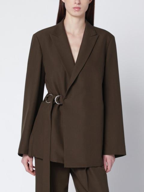 Loewe Khaki green double-breasted wool jacket