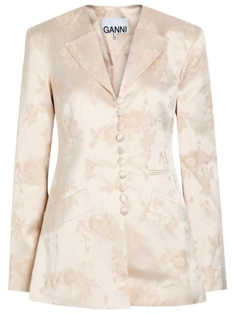 GANNI Ganni Floral-jacquard Satin Blazer