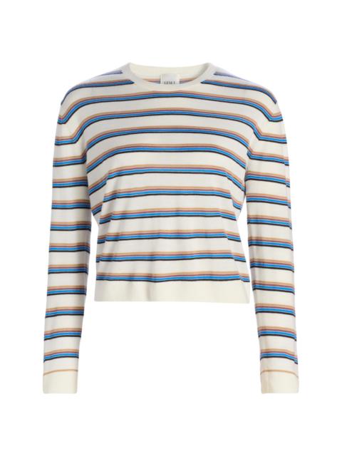 LESET Women's James Striped Merino Wool Sweater - Choco Blue Stripe