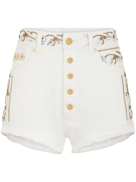rabanne embroidered denim shorts