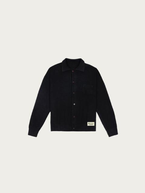 BRAIN DEAD Pigment Dye Longsleeve Polo Sweater - Ink