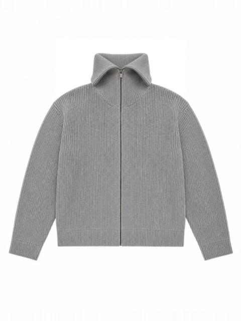 The Kooples GRAY MERINO WOOL ZIP-UP CARDIGAN