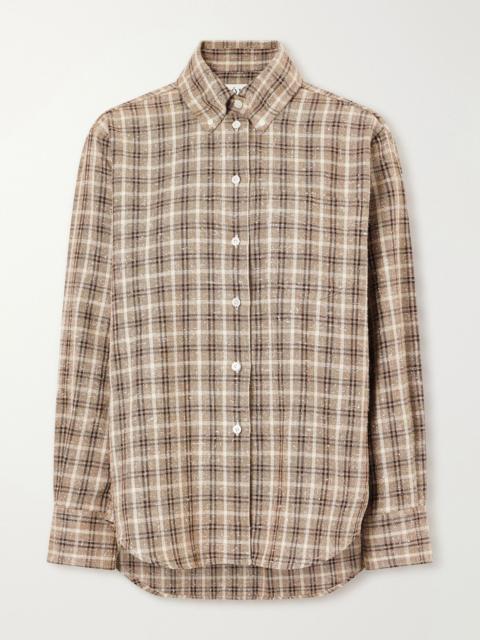 RÓHE Oxford checked cotton-bouclé shirt Brown