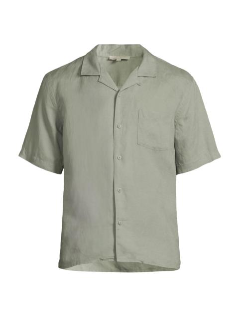 onia Men's Linen-Blend Camp Shirt - Sage