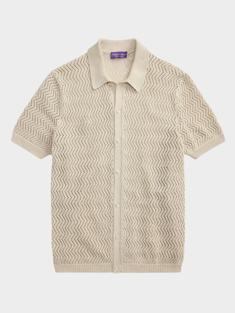 Ralph Lauren Men's Textured Cotton Short-Sleeve Cardigan