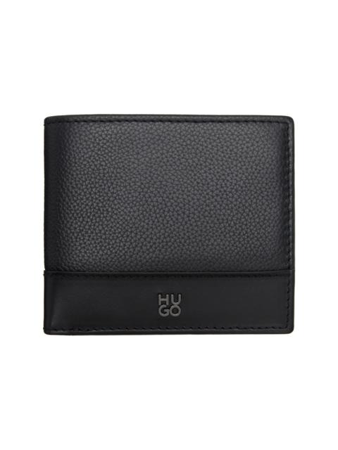 HUGO Black Stacked-Logo Trim Wallet