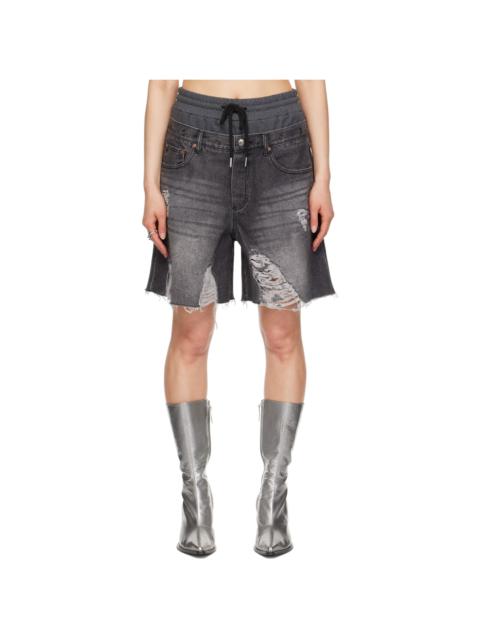 Andersson Bell lace-panels denim shorts | REVERSIBLE
