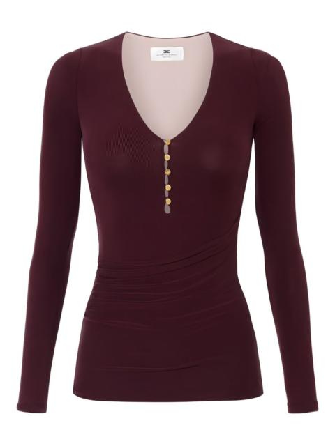ELISABETTA FRANCHI button long-sleeve T-shirt