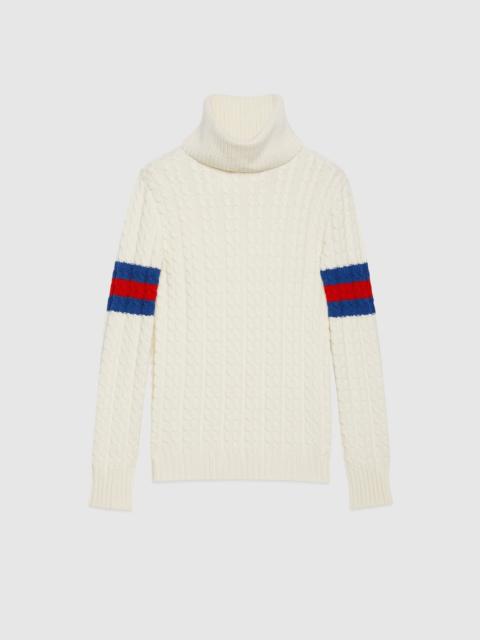 Cable knit wool cashmere sweater