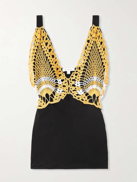 diotima Pavona drill and crocheted cotton top Black