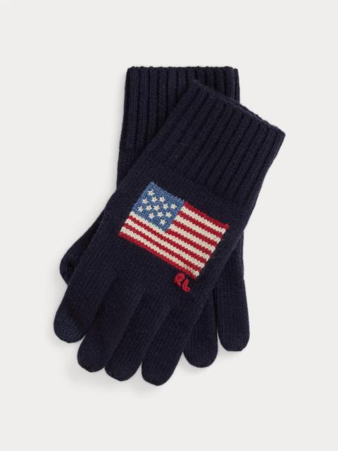 Polo Ralph Lauren Flag-Intarsia Wool-Blend Touch Gloves