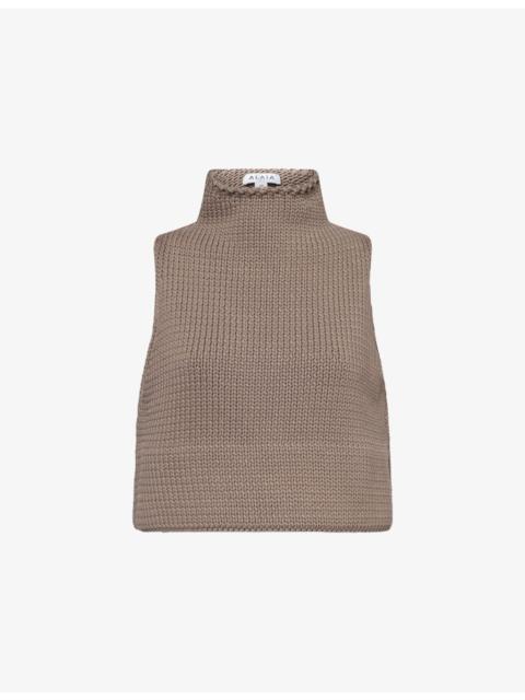 Alaïa Crop Sleeveless Cotton-Blend Top