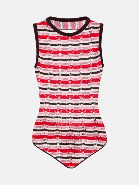 THE ATTICO Striped crochet cotton top