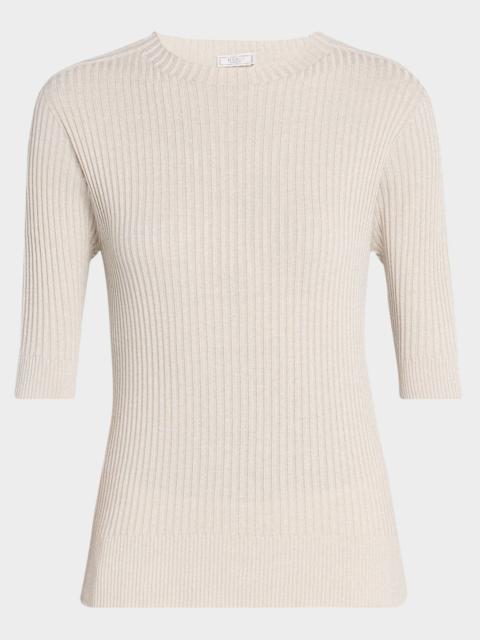 PESERICO Rib Knit 3/4 Sleeve Sweater