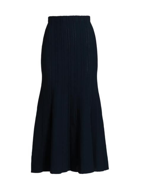 ADAM LIPPES Women's Lyra Rib-Knit Jacquard Maxi Skirt - Navy