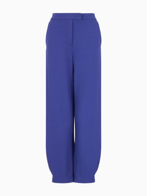 Stretch Milano-stitch fabric trousers with narrow hem