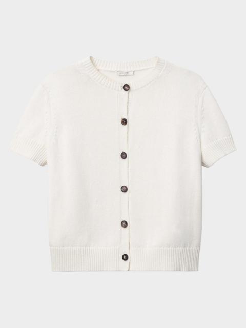 Lafayette 148 New York Crewneck Cotton-Silk Cardigan