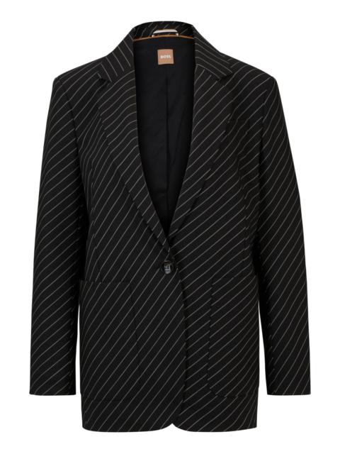 BOSS OVERSIZE-FIT JACKET IN STRIPED STRETCH WOOL