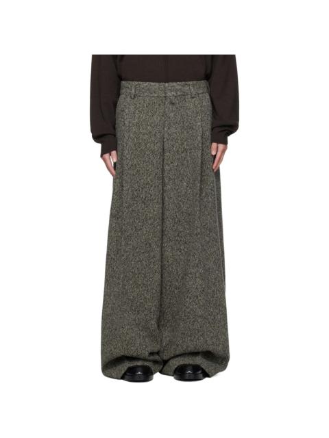 Dries Van Noten Gray & Brown Tailored Wool Trousers