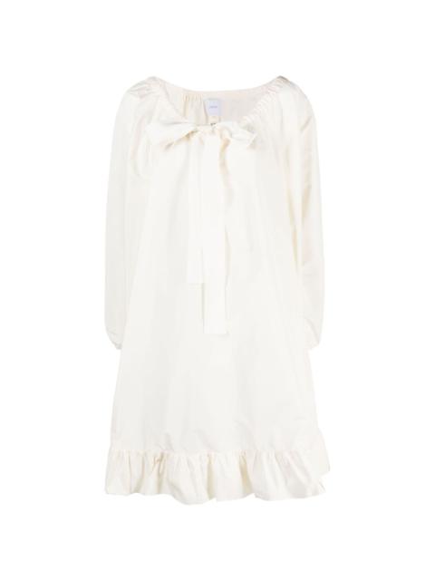 tie-neck ruffled minidress