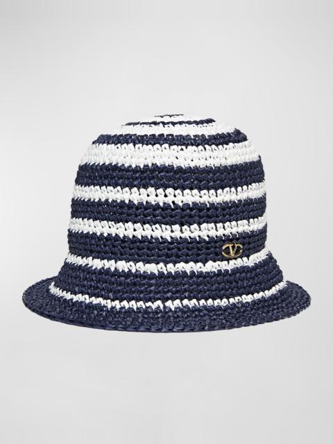 Valentino The Bold Edition V-Logo Crochet Bucket Hat