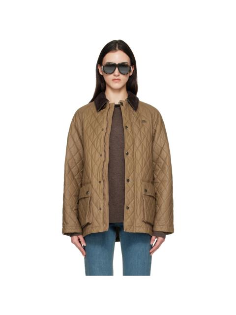 Burberry Beige Quilted Coated Cotton Barn Jacket