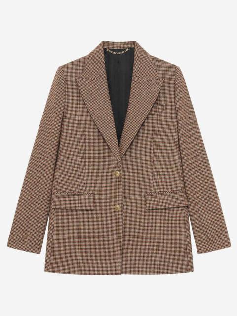 The Kooples CAMEL HOUNDSTOOTH TAILORED JACKET