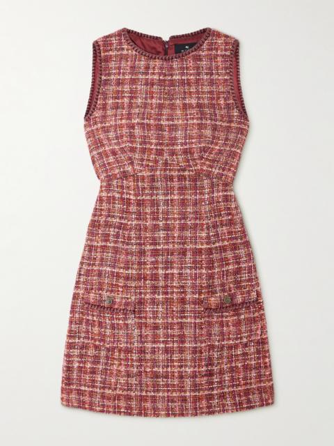 Etro Checked Cotton-blend Bouclé-tweed Mini Dress