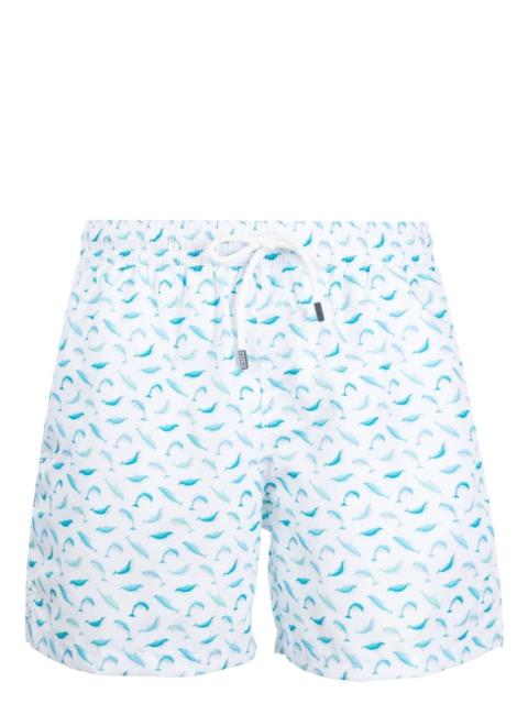 FEDELI Madeira dolphin-print swim shorts