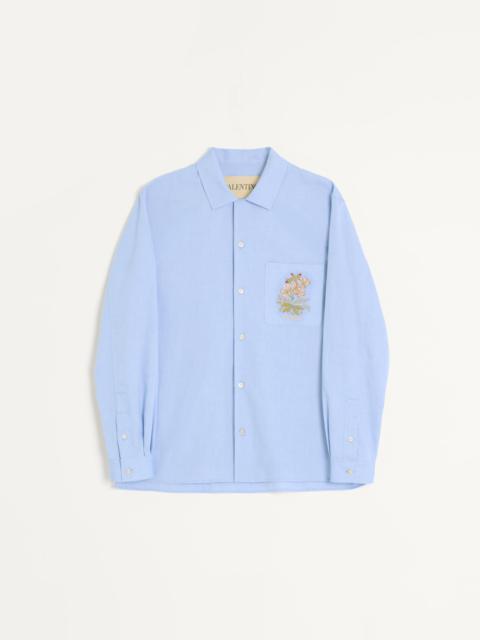 Valentino OXFORD COTTON SHIRT WITH FLORAL EMBROIDERY
