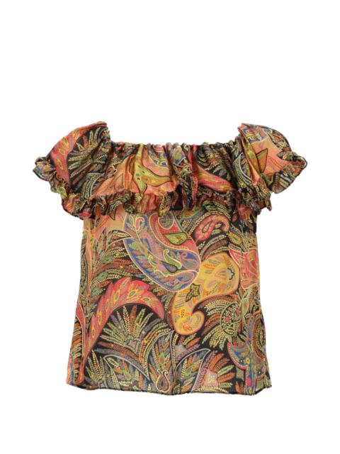 Etro ruffled paisley-print top