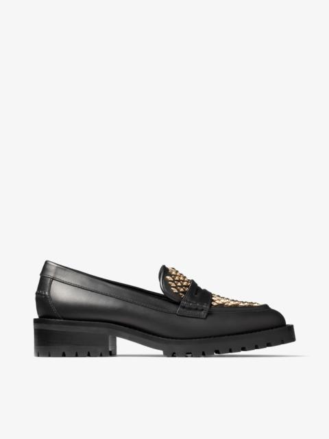 JIMMY CHOO Deanna 30
Black Leather Loafers with Studs