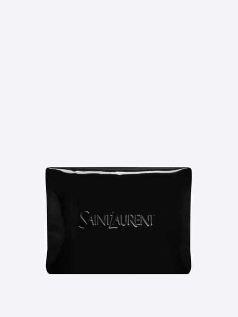 saint laurent large puffy pouch in patent canvas