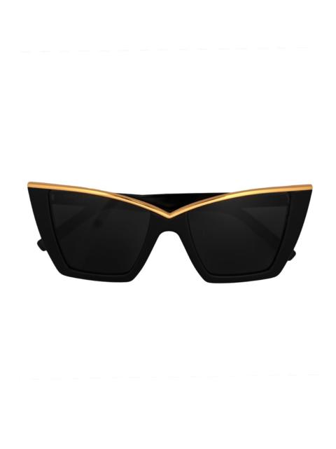 SAINT LAURENT Retro Cat Eye Sunglasses - Black Gold