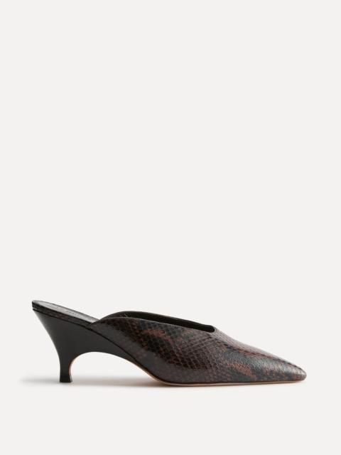 LE MONDE BÉRYL Petra Mule / Chocolate Leather Snake Effect
