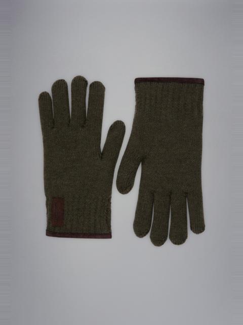 Paul & Shark LOGO SUEDE-TRIMMED WOOL GLOVES