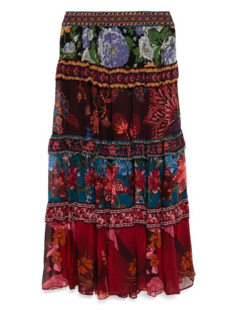 FARM RIO floral-print ruffle skirt