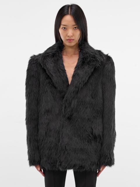 Junya Watanabe Black Oversized Faux Fur Blazer