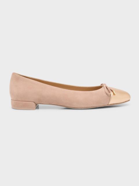 Sleek Bicolor Bow Ballerina Flats