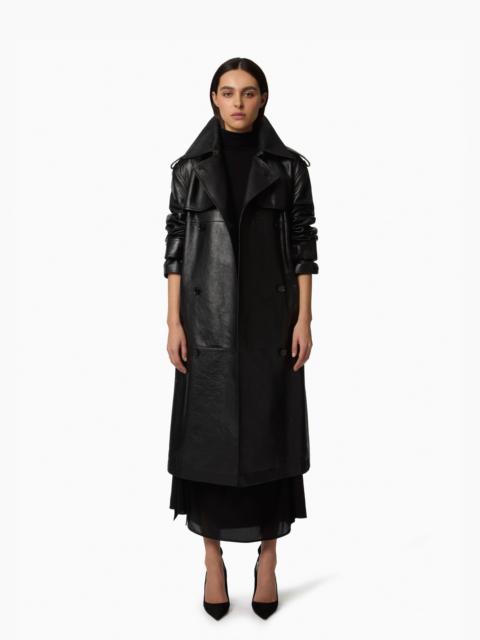 NINA RICCI Belted Crinkled Leather Trench