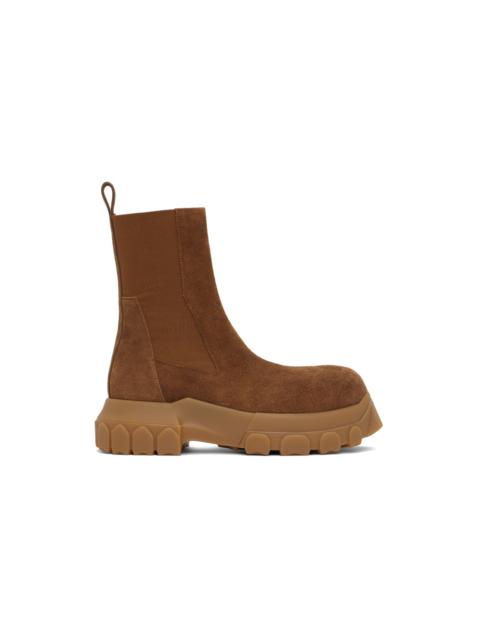 Rick Owens Orange Suede Beetle Bozo Tractor Boots