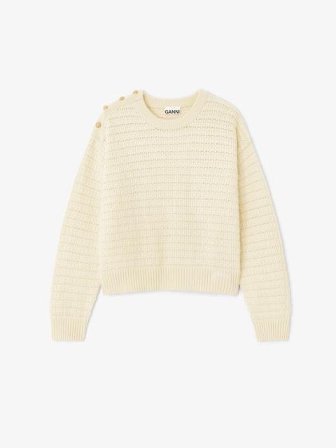 GANNI CREAM WOOL SWEATER